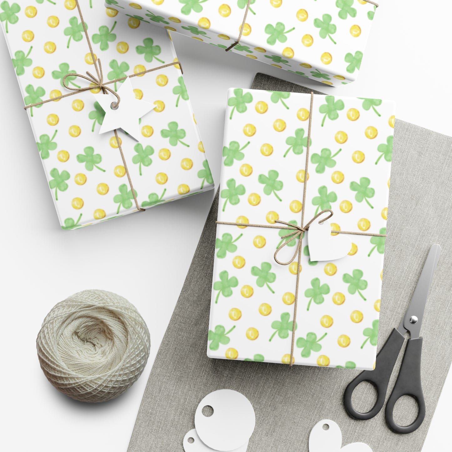 Gold and Four Leaf Clover Wrapping Papers