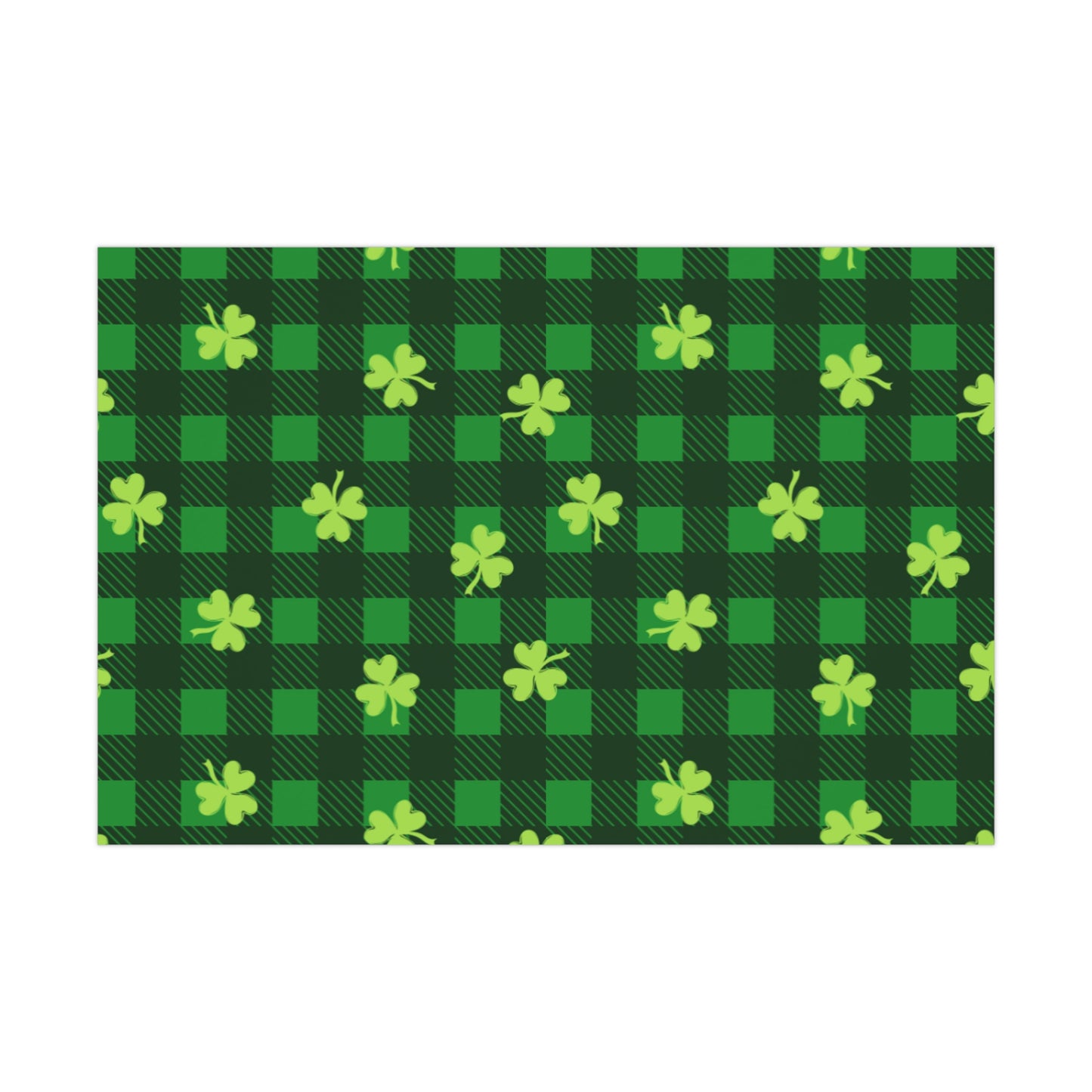 Green Plaid Four Leaf Clover Wrapping Papers