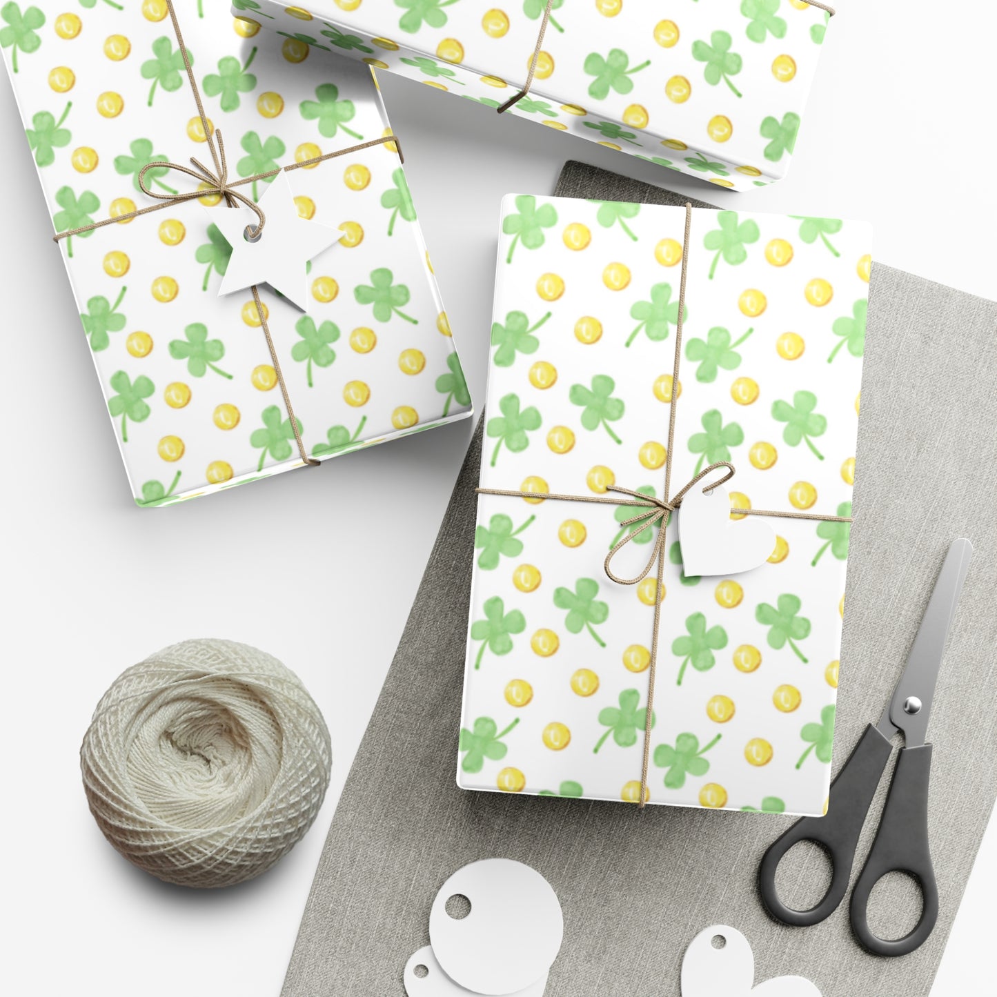 Gold and Four Leaf Clover Wrapping Papers