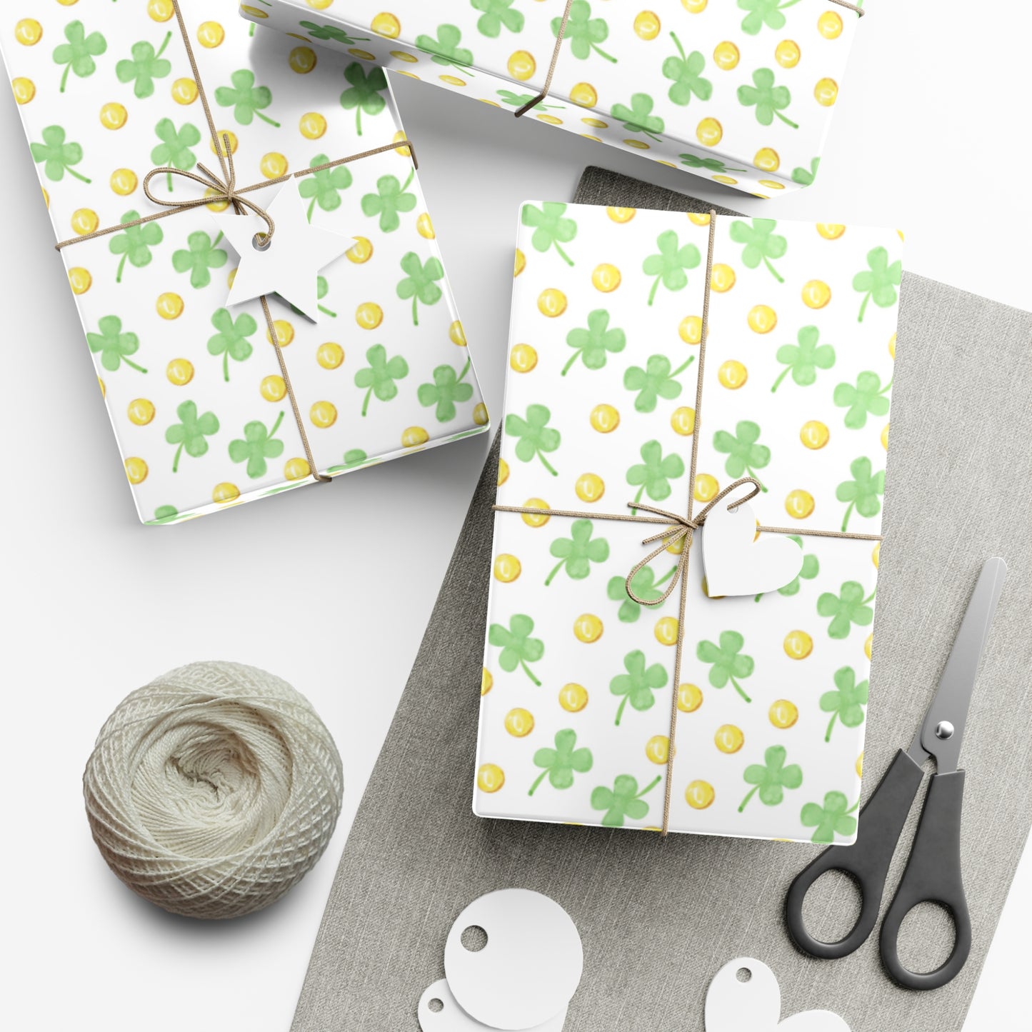 Gold and Four Leaf Clover Wrapping Papers